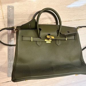 Birkin style pebble leather handbag (large)